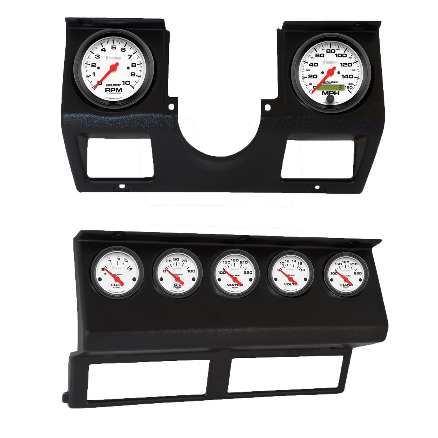 Autometer Phantom Direct Fit Dash Kit 87-96 Jeep Wrangler YJ (Tach/MPH/FL/OilP/WTMP/VLT/TRNS)