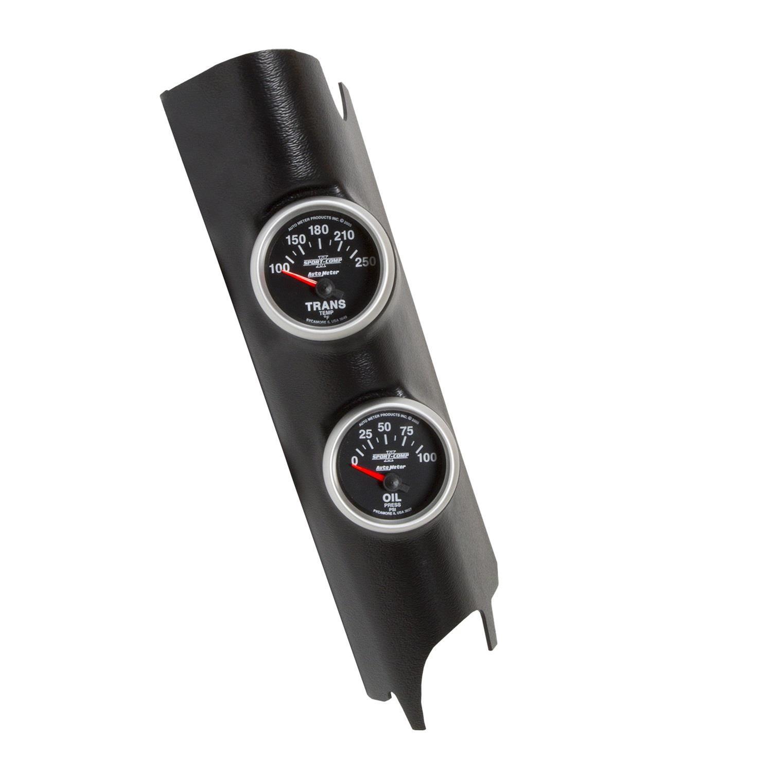 Autometer 11+ Jeep Wrangler A-Pillar Trans Temp/Oil Pressure Sport Comp 2 Gauge Kit thumbnail 4