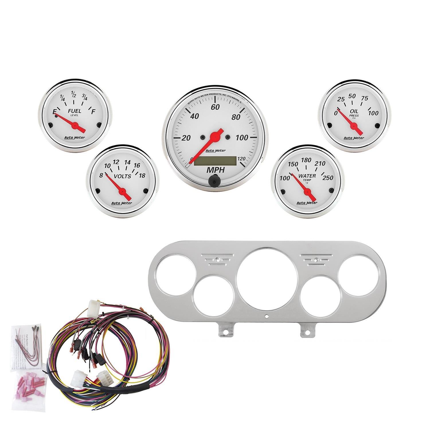 AutoMeter Arctic White Instrument Clusters for 1962-1965 CHEVY II - 7044-AW Cluster, White, Analog, Speedometer, Oil Pressure, Water Temperature, Fuel Level, Voltmeter, Face, Polished Panel, Chevy, Kit thumbnail 2