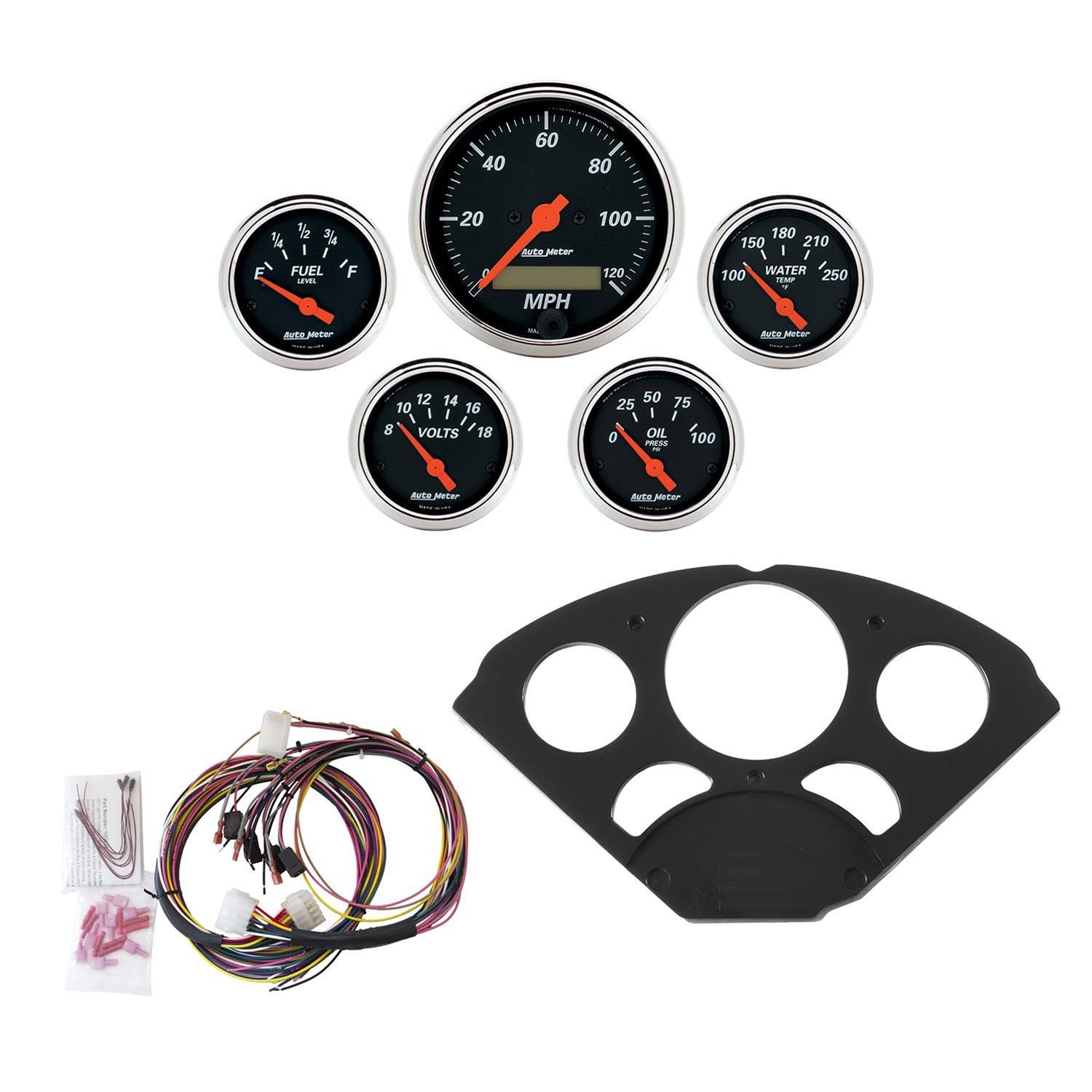 AutoMeter Designer Black Instrument Clusters 7055-DB Gauges, Cluster, Analog, Speedometer, Oil Pressure, Water Temperature, Fuel Level, Face, Gauge Panel, Chevy, Kit thumbnail 7