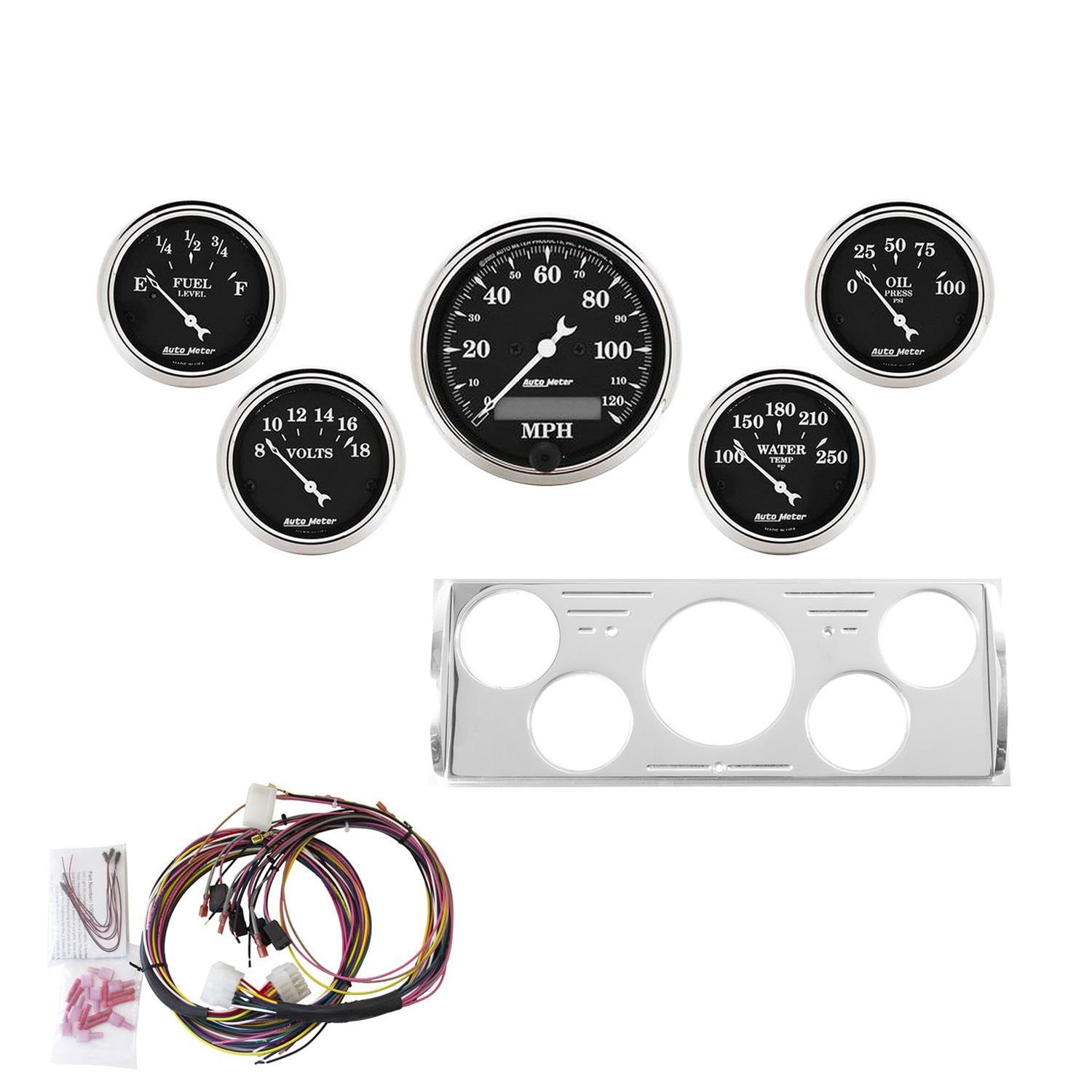 Autometer 40-46 Chevrolet Truck 5 Gauge Dash Kit (MPH/FUEL/OILP/WTMP/BAT) - Old Tyme Black thumbnail 3