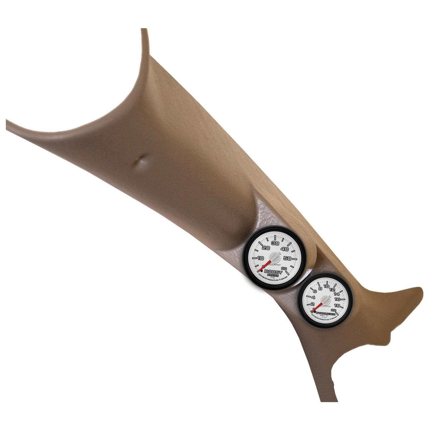 Autometer 04-09 Dodge Ram L6-5.9L Diesel A-Pillar Gauge Kit Boost/EGT 0-60PSI / 0-2000 Deg thumbnail 3