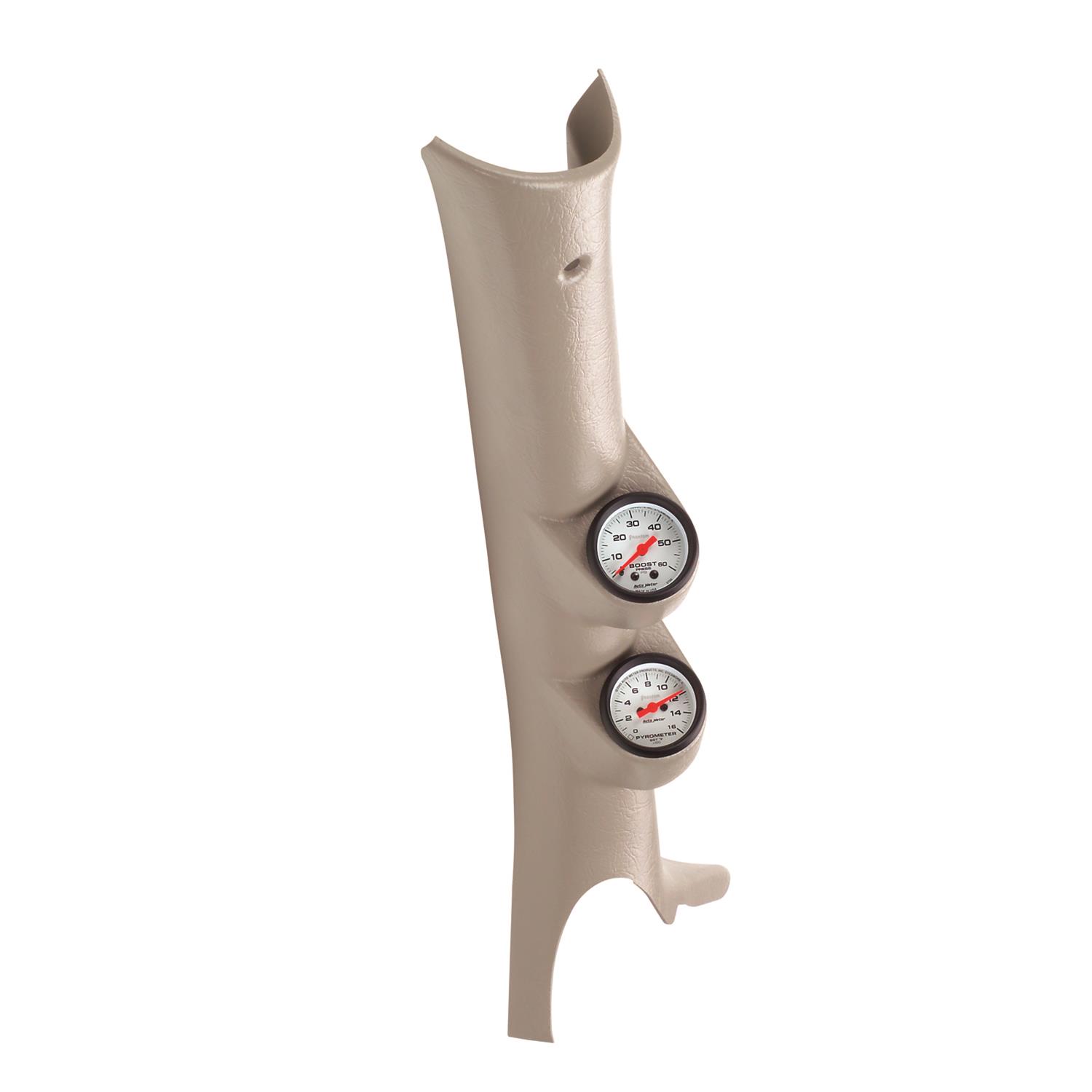 Autometer 03-09 Dodge Ram Taupe Dual Pillar Pod (w/ White Phantom Boost/Pyrometer Gauges) thumbnail 3