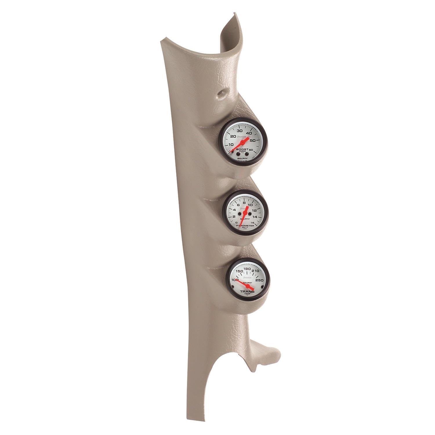 Autometer 03-09 Dodge Ram Taupe Triple Pillar Phantom Gauge Kit thumbnail 5