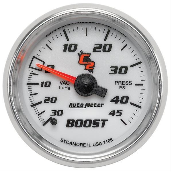Autometer C2 52mm 30 In Hg-Vac/45 PSI Mechanical Vacuum/Boost Gauge