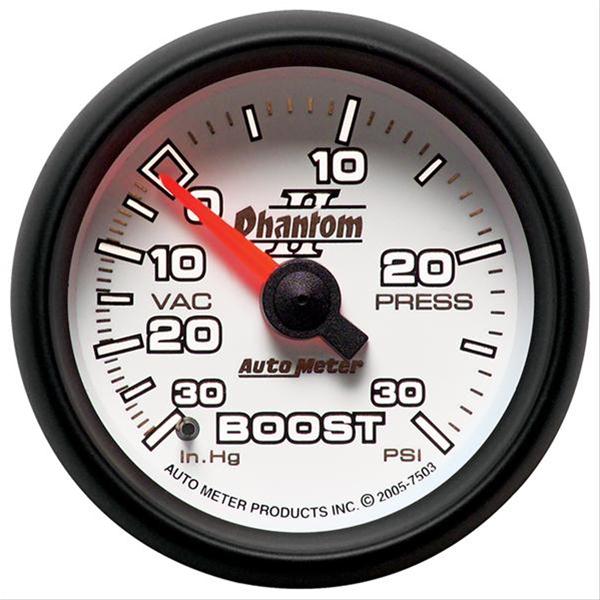 Autometer Phantom II 52.4mm Mechanical Vacuum / Boost Gauge 30 In. HG/30 PSI thumbnail 2