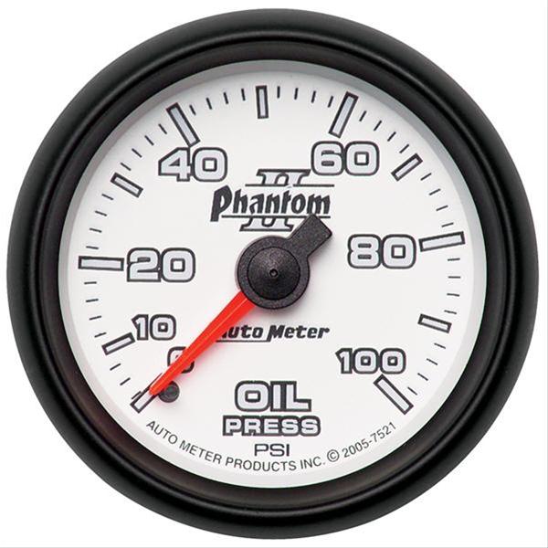 Autometer Phantom II 52.4mm Mechanical 0-100psi Oil Pressure Gauge