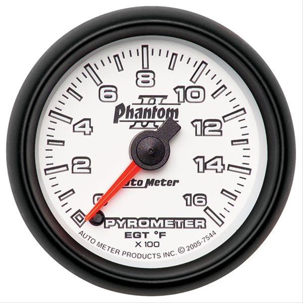 Autometer Phantom II 52.4mm Full Sweep Electronic 0-1600 Def F EGT/Pyrometer Gauge