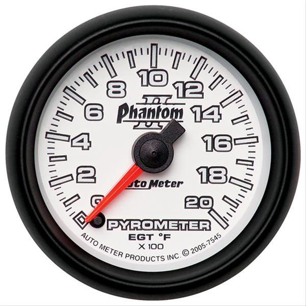 Autometer Phantom II 52.4mm Full Sweep Electronic 0-2000 Def F EGT/Pyrometer Gauge