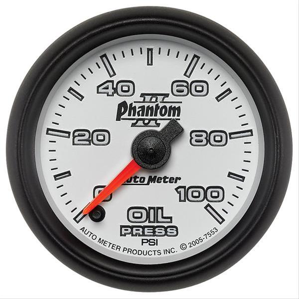 Autometer Phantom II 52mm Full Sweep Electronic 0-100 PSI Oil Pressure Gauge