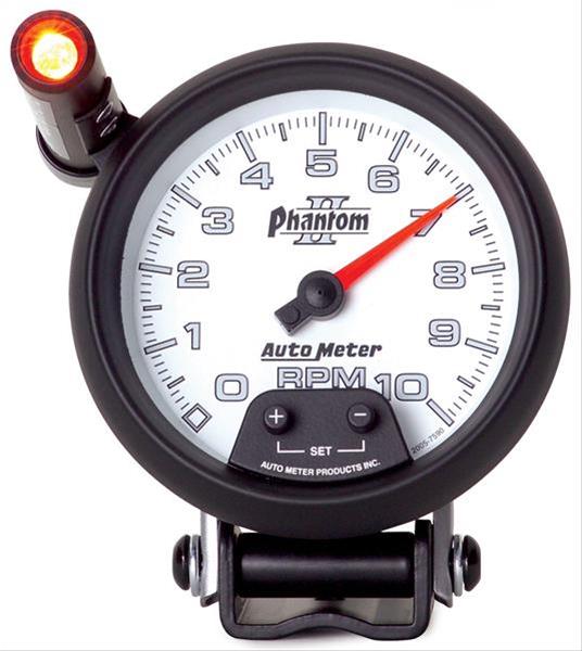 Autometer Phantom II 3.75in Pedestal Mount 10k RPM w/ Ext. Shift-Lite Tachometer thumbnail 4