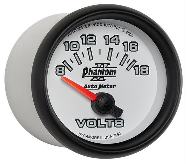 Autometer Phantom II 52.4mm Short Sweep Electronic 8-18 Volts Voltmeter Gauge thumbnail 3