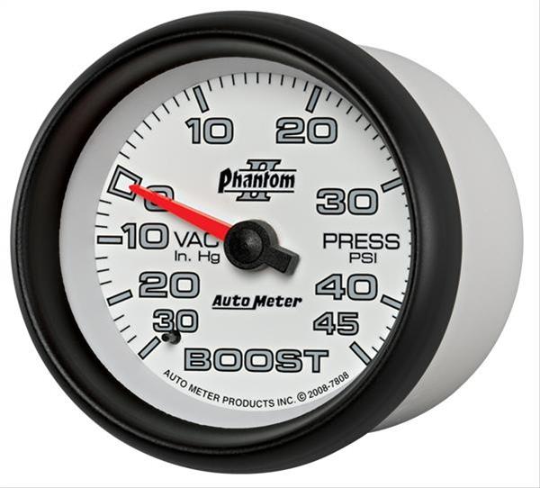 Autometer Phantom II 2-5/8in 30INHG-45PSI Phantom Mechanical Boost/Vacuum Gauge thumbnail 5