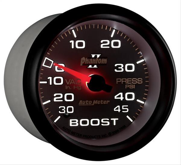 Autometer Phantom II 2-5/8in 30INHG-45PSI Phantom Mechanical Boost/Vacuum Gauge thumbnail 4