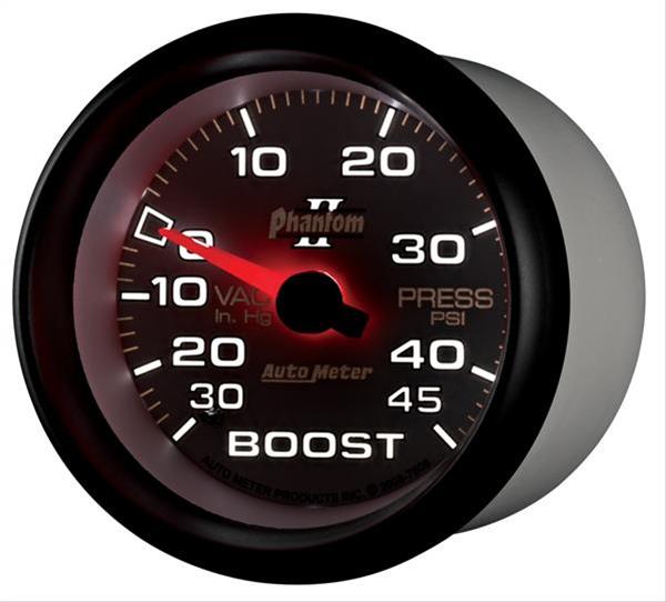 Autometer Phantom II 2-5/8in 30INHG-45PSI Phantom Mechanical Boost/Vacuum Gauge thumbnail 6