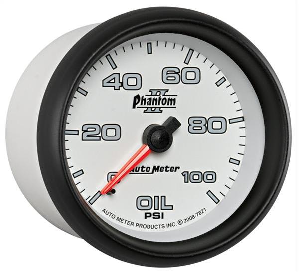 Autometer Phantom II 2-5/8in 100 PSI Mechanical Oil Pressure Gauge thumbnail 3
