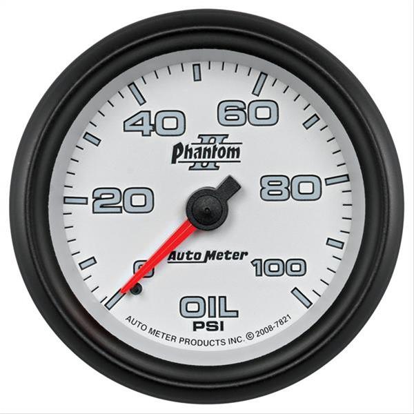 Autometer Phantom II 2-5/8in 100 PSI Mechanical Oil Pressure Gauge