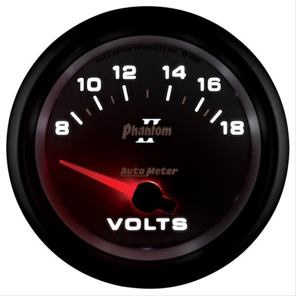 Autometer Phantom II 2-5/8in 18V Electric Voltmeter Gauge thumbnail 2