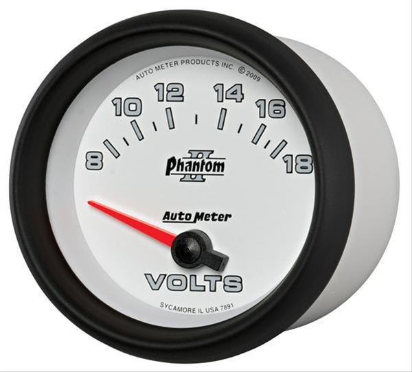 Autometer Phantom II 2-5/8in 18V Electric Voltmeter Gauge thumbnail 5