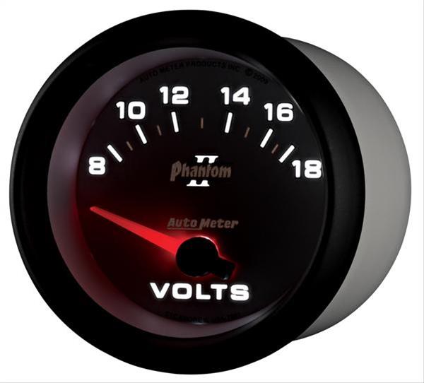 Autometer Phantom II 2-5/8in 18V Electric Voltmeter Gauge thumbnail 6