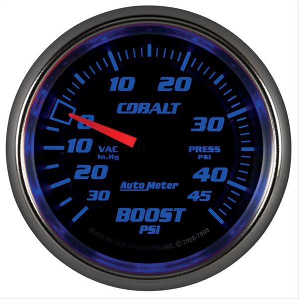 AutoMeter Gauge Vac/Boost 2-5/8in. 30Inhg-45PSI Mechanical Cobalt thumbnail 2