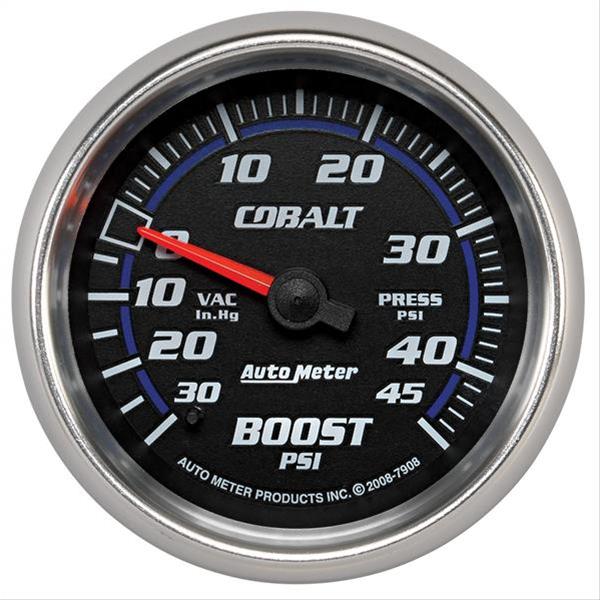 AutoMeter Gauge Vac/Boost 2-5/8in. 30Inhg-45PSI Mechanical Cobalt