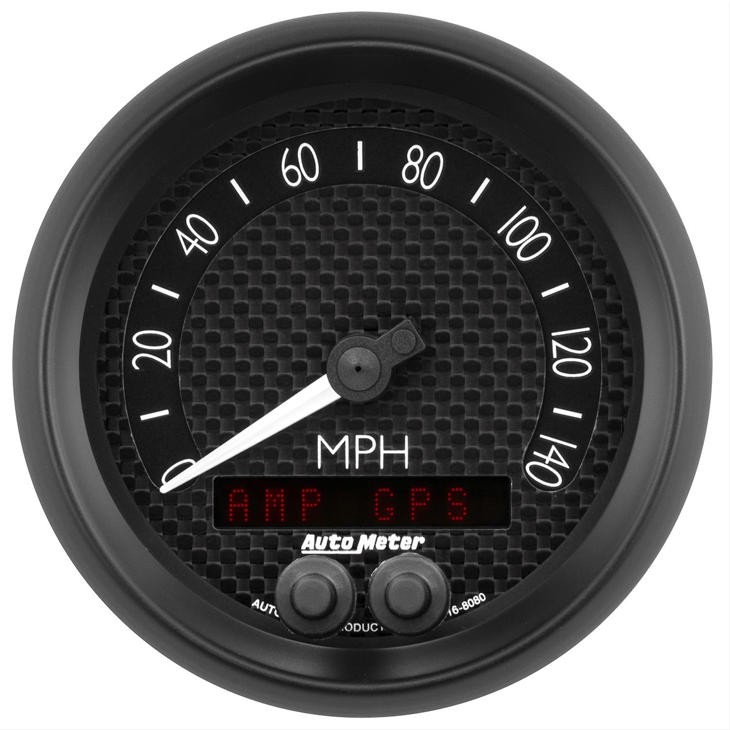 AutoMeter GT Series Speedometers 8080 Gauges, Speedometers, Analog, 0-140 mph, 3 3/8 in., Black Face, White Numbers, Black Bezel, Illuminated, Electrical, Each