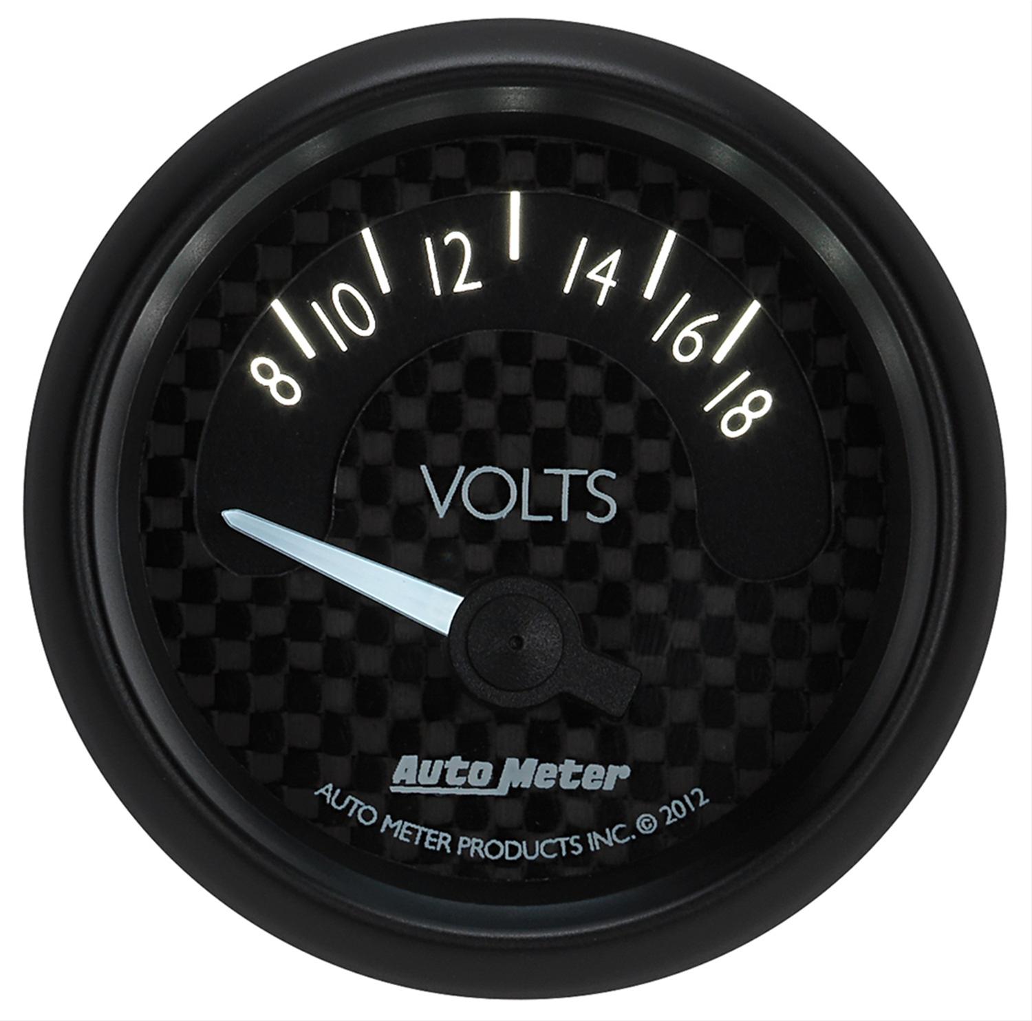Autometer GT Series 52mm Short Sweep Electronic 8-18 Volts Voltmeter thumbnail 2
