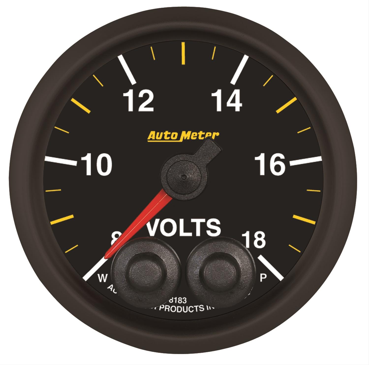 AutoMeter Elite Series Analog Gauges 8183-05702 Gauge, Series, Analog, Voltmeter, 8-18 V, 2 1/16 in. Diameter, Black Face, Each