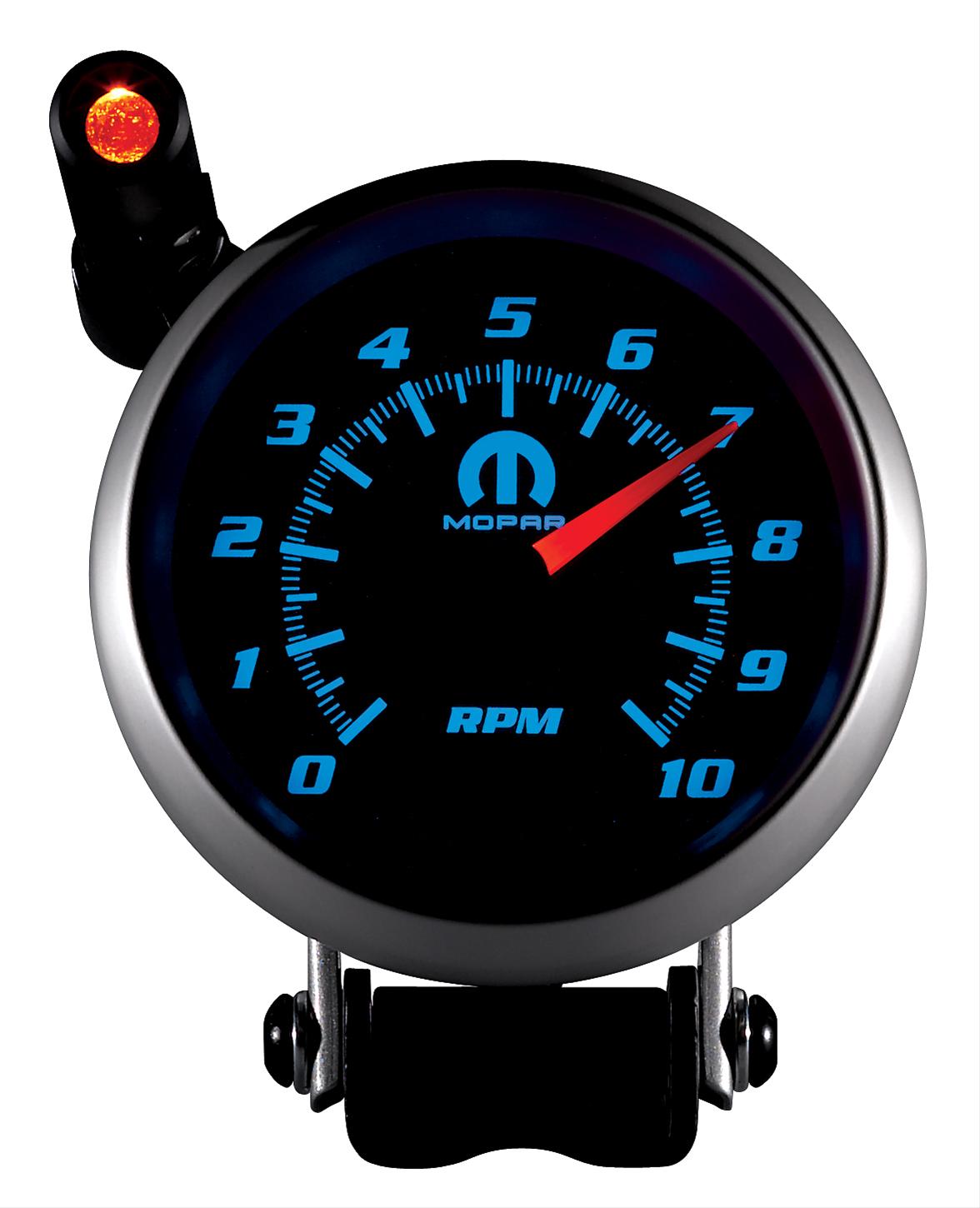 AutoMeter Gauge Tach 3-3/4in. 10K RPM Pedestal W/ Ext. Quick-Lite Black Mopar thumbnail 4