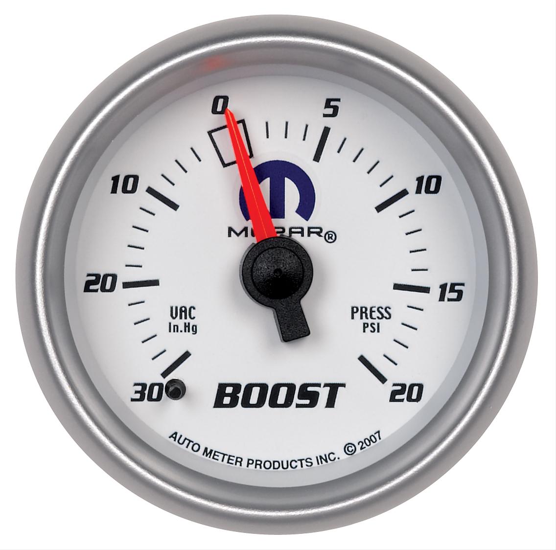Autometer Mopar 52mm Mechanical 30 In Hg-Vac/20 PSI Vacuum/Boost Gauge thumbnail 4