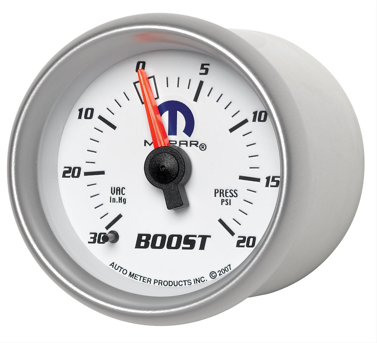 Autometer Mopar 52mm Mechanical 30 In Hg-Vac/20 PSI Vacuum/Boost Gauge thumbnail 2