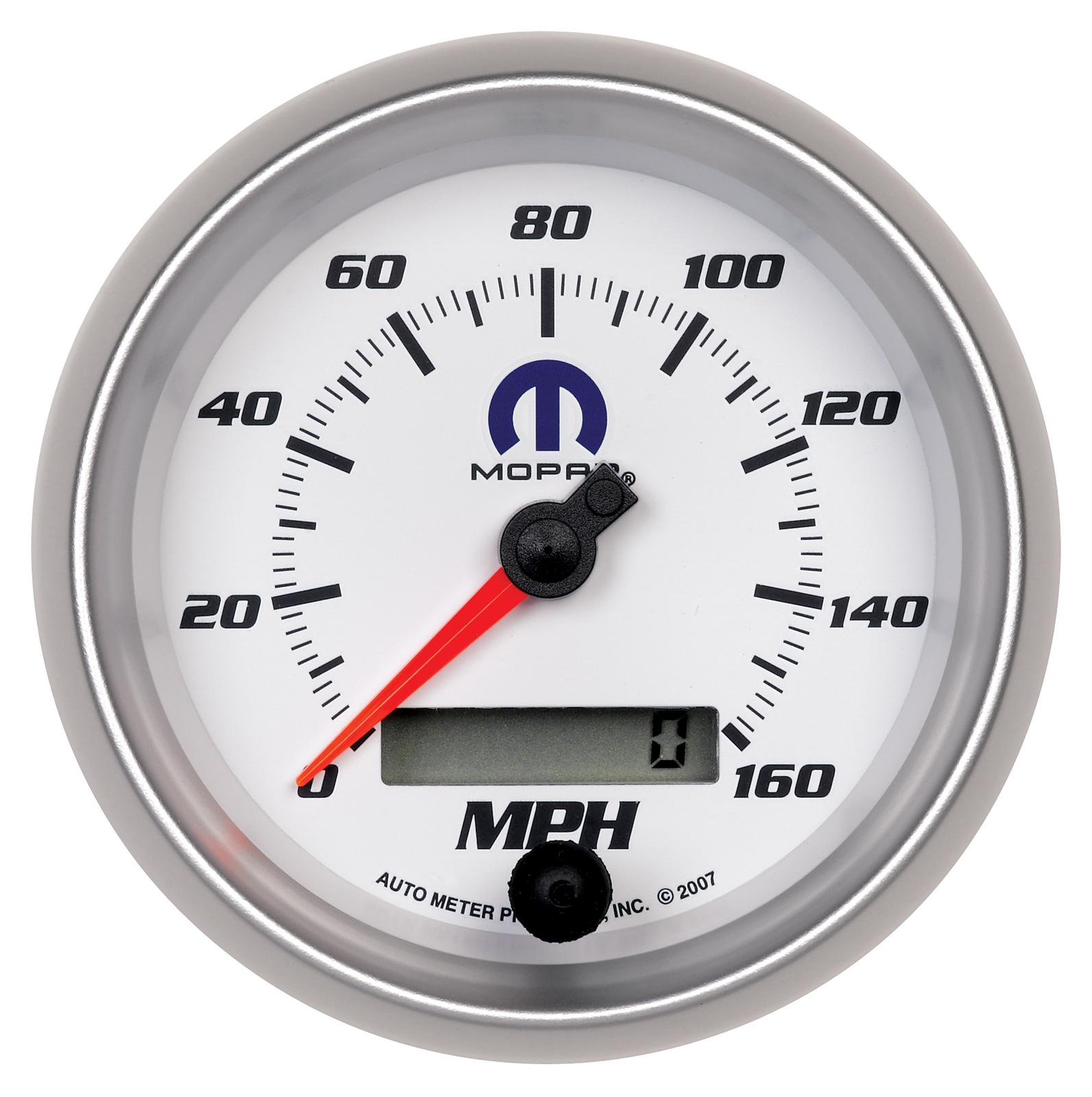 AutoMeter Gauge Speedometer 3-3/8in. 160MPH Elec. Programmable White Mopar thumbnail 3