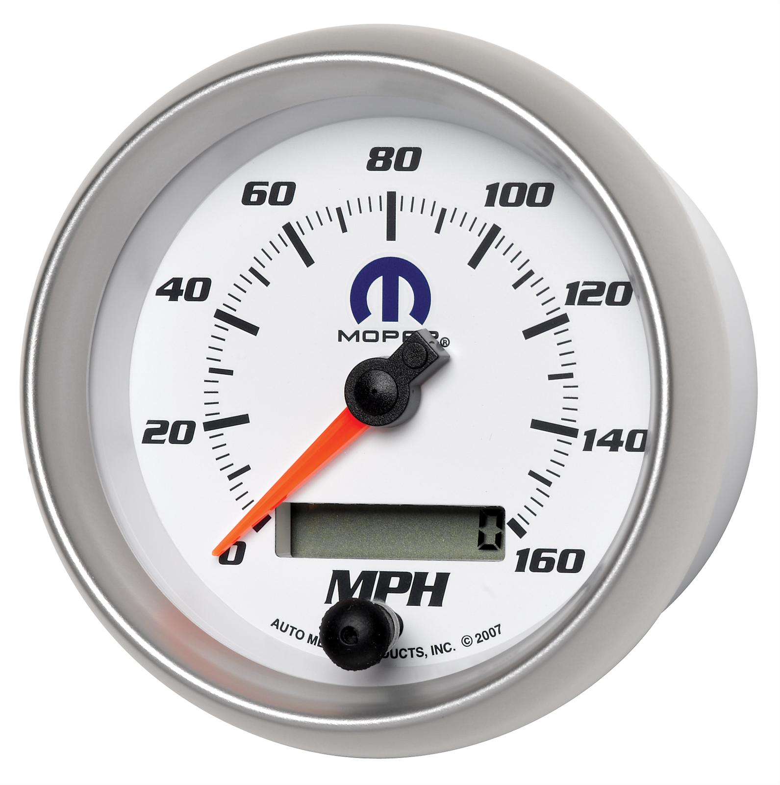 AutoMeter Gauge Speedometer 3-3/8in. 160MPH Elec. Programmable White Mopar thumbnail 4