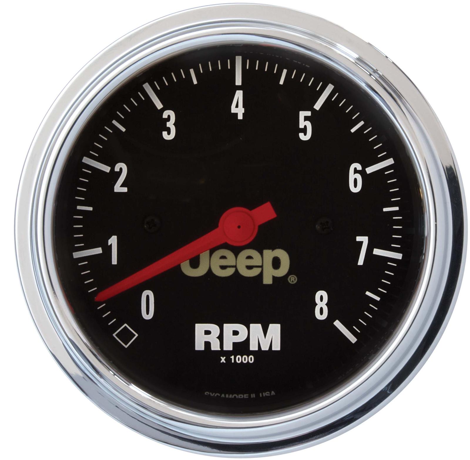 Autometer Jeep 85.7mm In-Dash 8000 RPM Tachometer Gauge