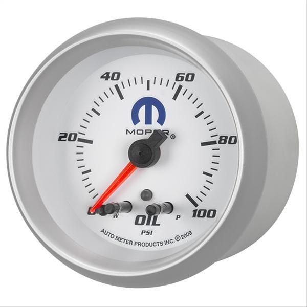 AutoMeter Mopar Series Analog Gauges 880249 Gauge, Series, Oil Pressure, 0-100 psi, 2 5/8 in. Diameter, White Face, Analog, Electrical, Each thumbnail 4