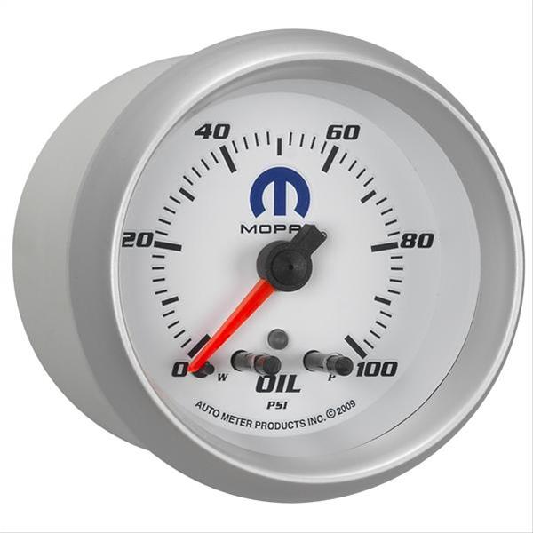 AutoMeter Mopar Series Analog Gauges 880249 Gauge, Series, Oil Pressure, 0-100 psi, 2 5/8 in. Diameter, White Face, Analog, Electrical, Each thumbnail 2