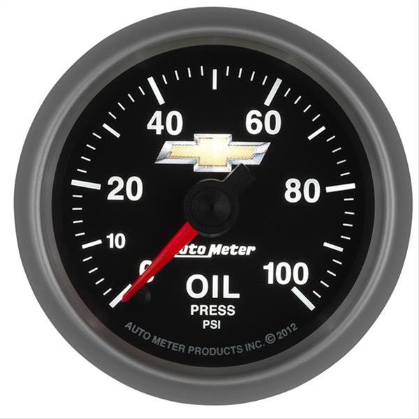AutoMeter Gauge Oil Press 2-1/16in. 100PSI Digital Stepper Motor Chevy Gold Bowtie thumbnail 2