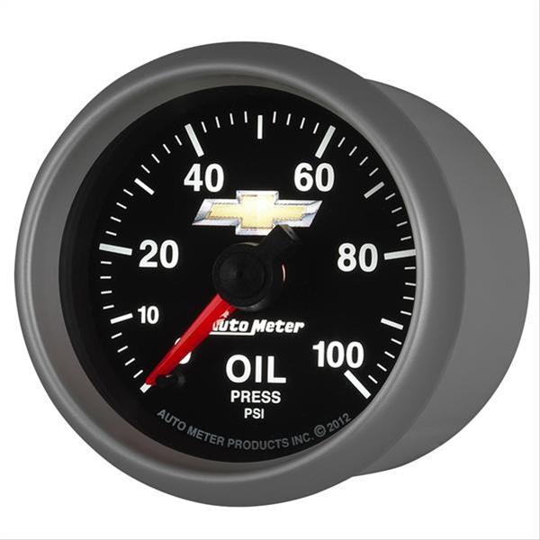 AutoMeter Gauge Oil Press 2-1/16in. 100PSI Digital Stepper Motor Chevy Gold Bowtie thumbnail 5