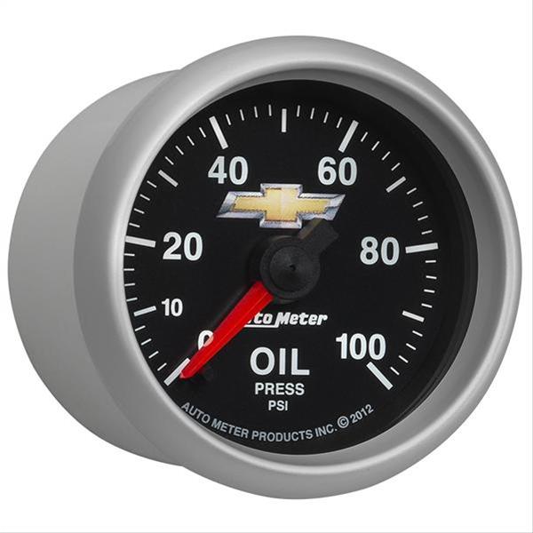 AutoMeter Gauge Oil Press 2-1/16in. 100PSI Digital Stepper Motor Chevy Gold Bowtie thumbnail 4