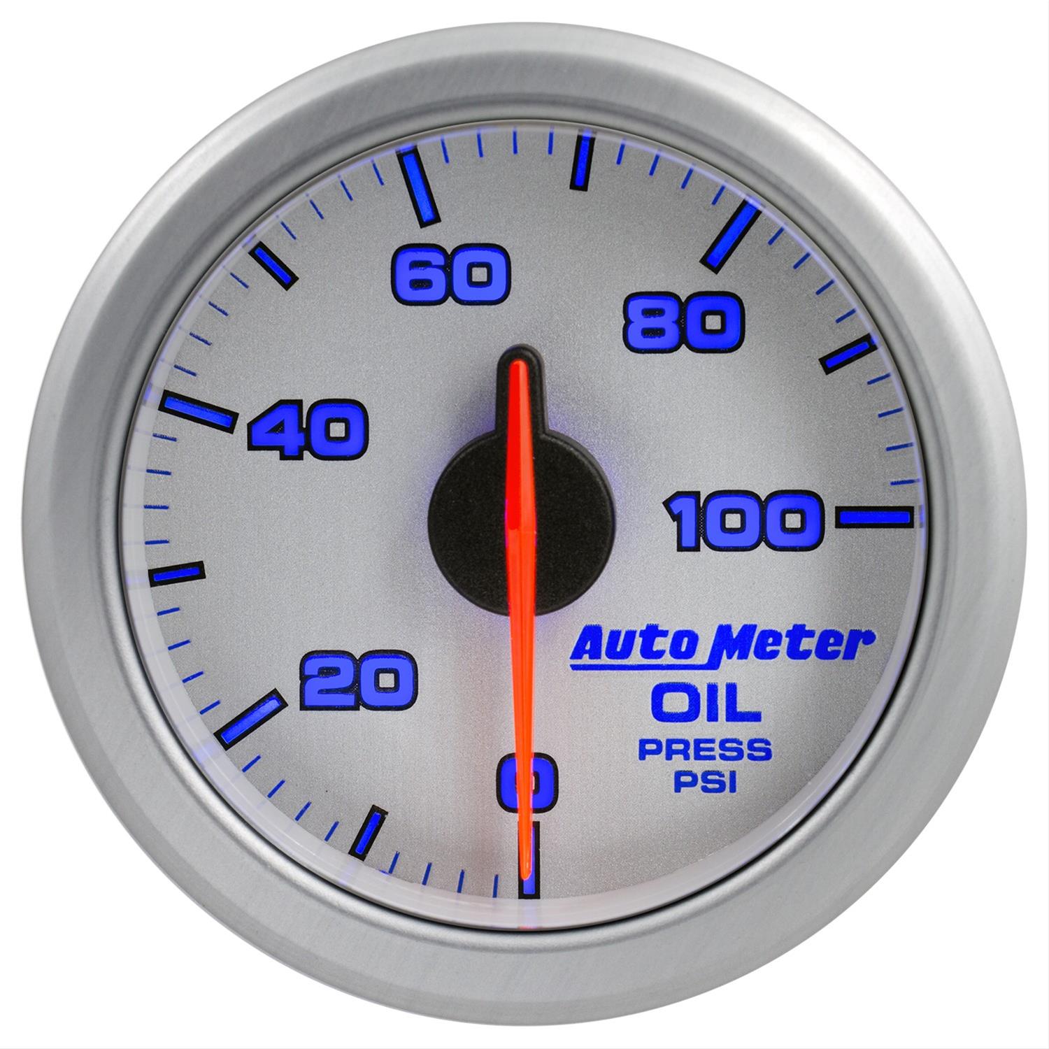 Autometer Airdrive 2-1/6in Oil Pressure Gauge 0-100 PSI - Silver thumbnail 3