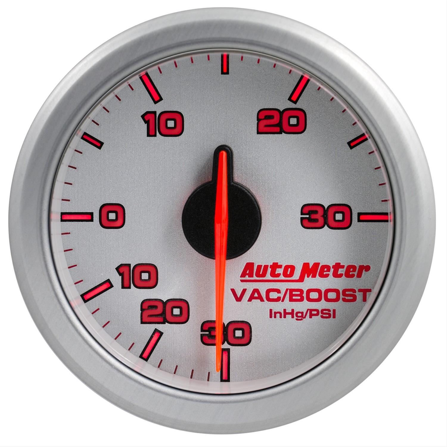 Autometer Airdrive 2-1/6in Boost/Vac Gauge 30in HG/30 PSI - Silver thumbnail 4