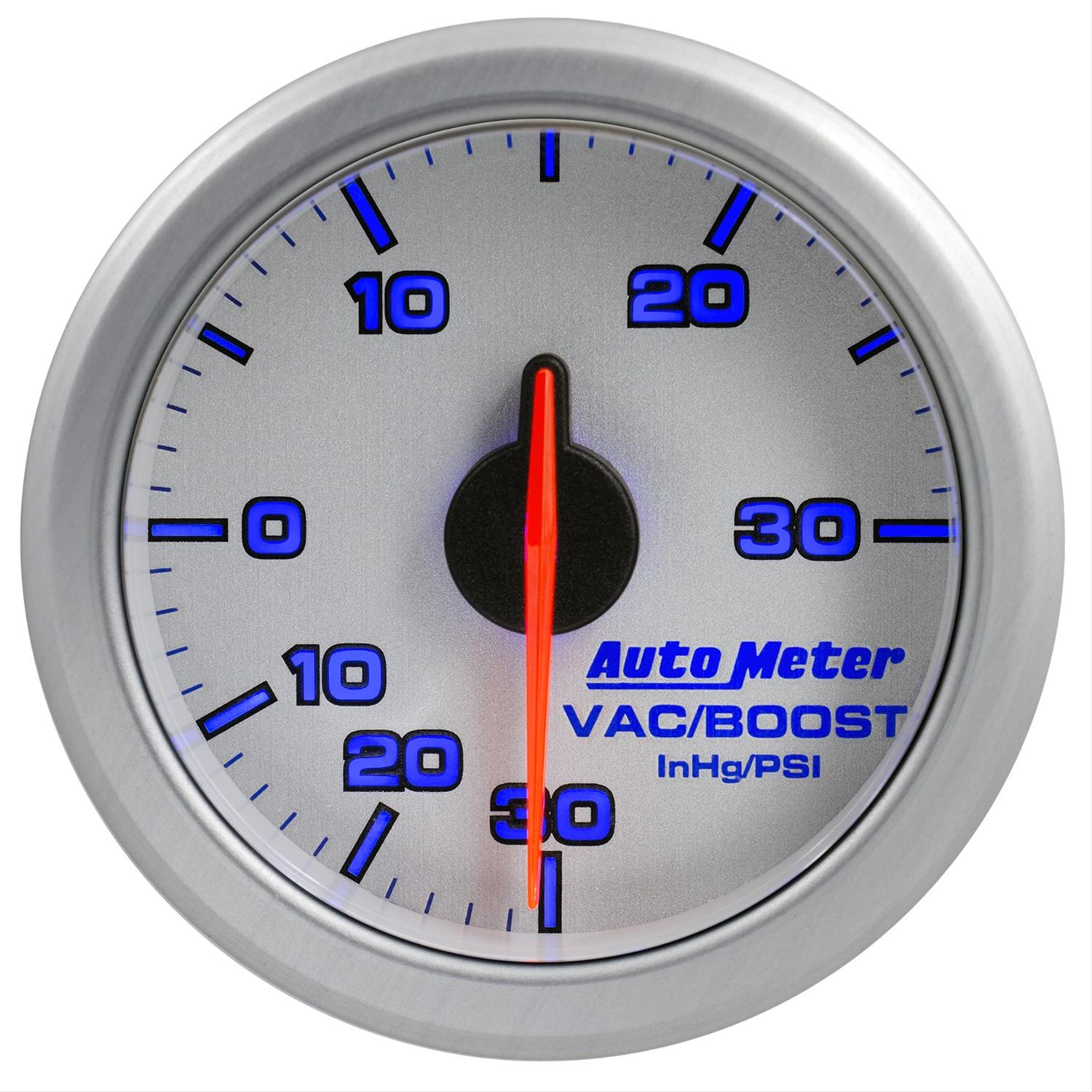 Autometer Airdrive 2-1/6in Boost/Vac Gauge 30in HG/30 PSI - Silver thumbnail 5