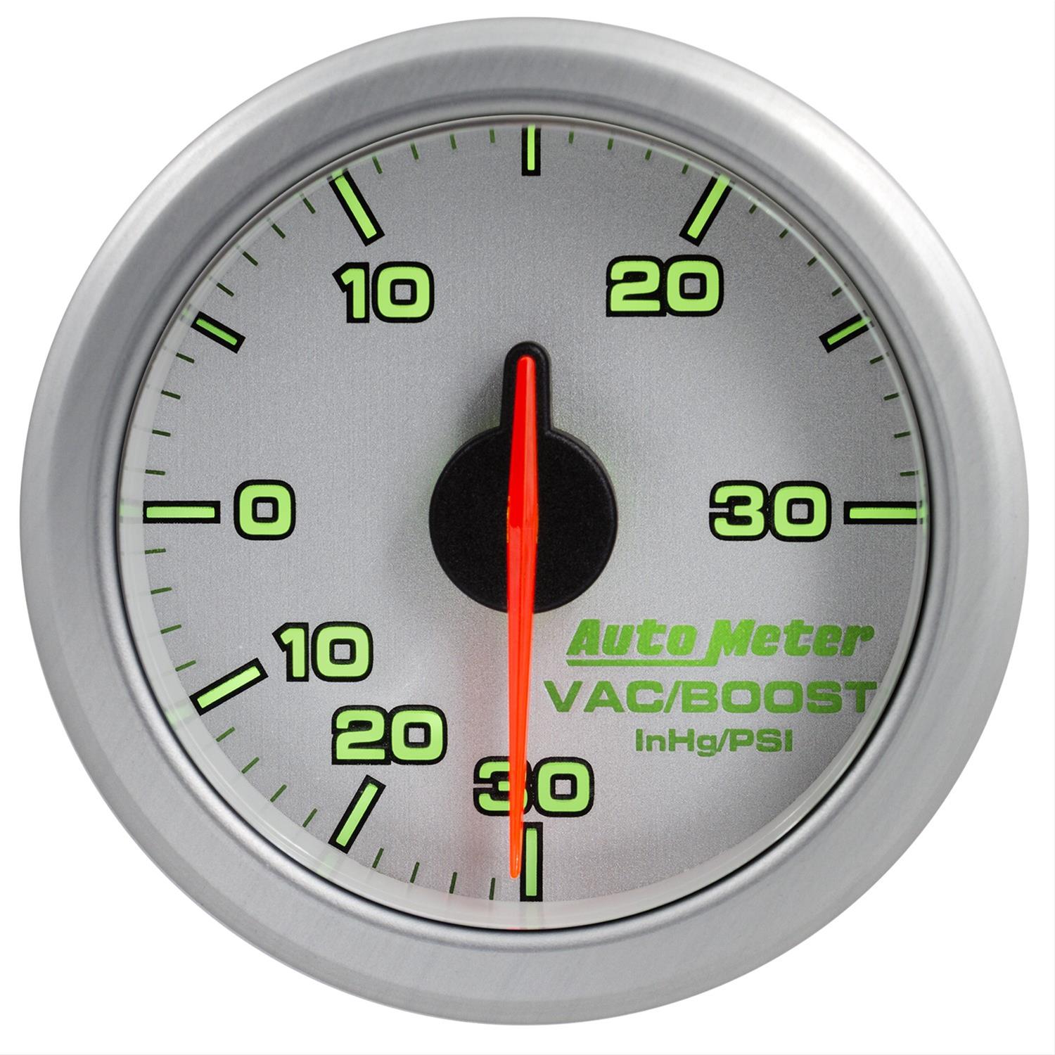 Autometer Airdrive 2-1/6in Boost/Vac Gauge 30in HG/30 PSI - Silver thumbnail 2