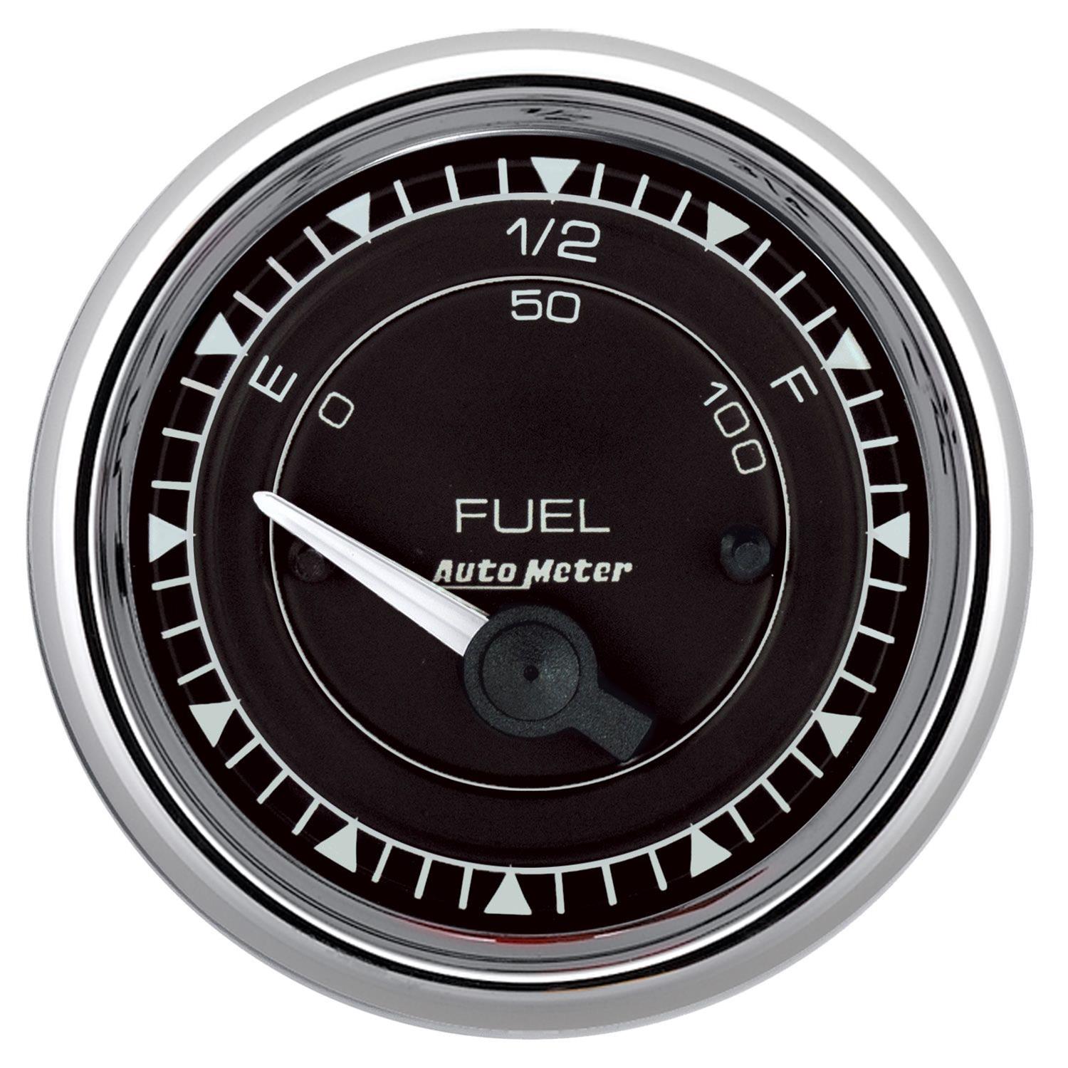 AutoMeter Chrono 2-1/16in 0E 0-90 Ohm Electric Fuel Level Gauge - Chrome