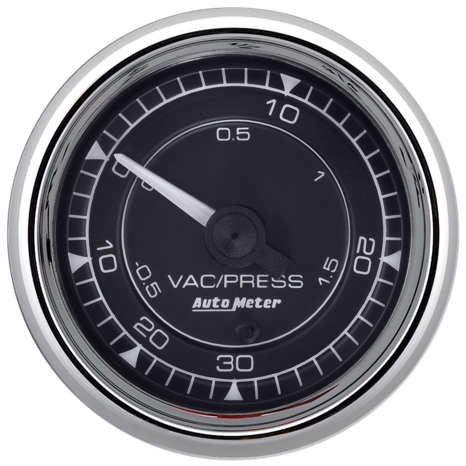 AutoMeter Chrono 2-1/16in 30in HG/30PSI Digital Stepper Motor Vacuum/Boost Gauge - Chrome