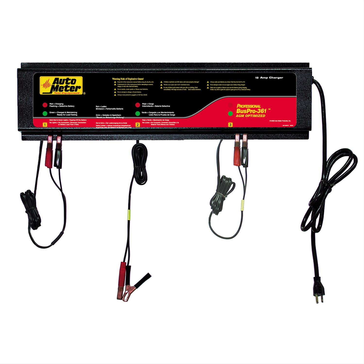 AutoMeter BusPro AGM Battery Chargers BUSPRO-361 Charger, Charging Station, 12 V, 10 amps, 3 Outputs, Each