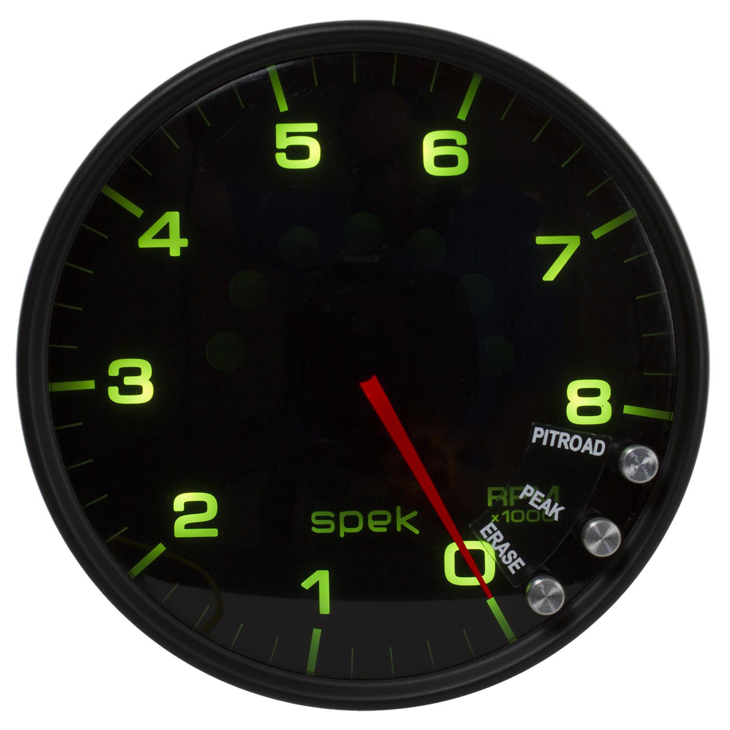 Autometer Spek-Pro Gauge Tachometer 5in 8K Rpm W/Shift Light & Peak Mem Black/Smoke/Black thumbnail 2