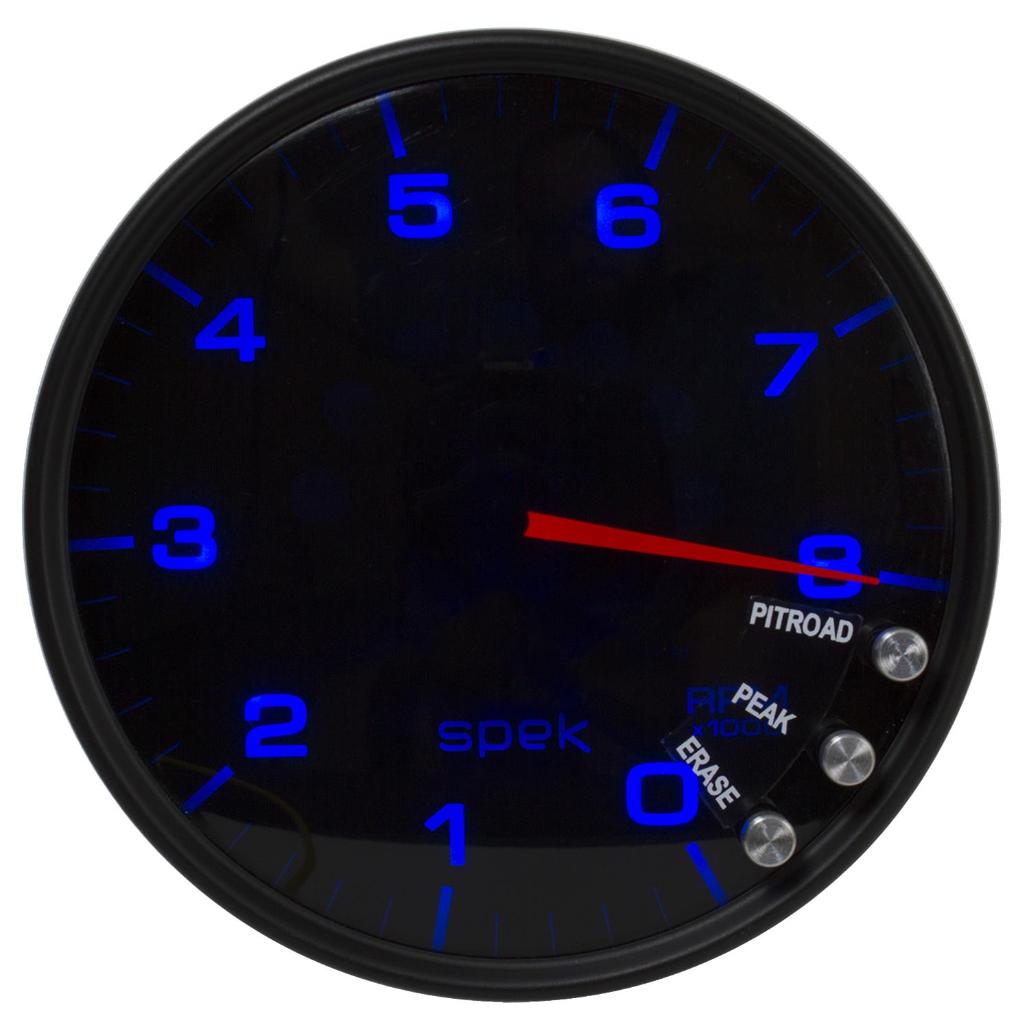 Autometer Spek-Pro Gauge Tachometer 5in 8K Rpm W/Shift Light & Peak Mem Black/Smoke/Black thumbnail 3