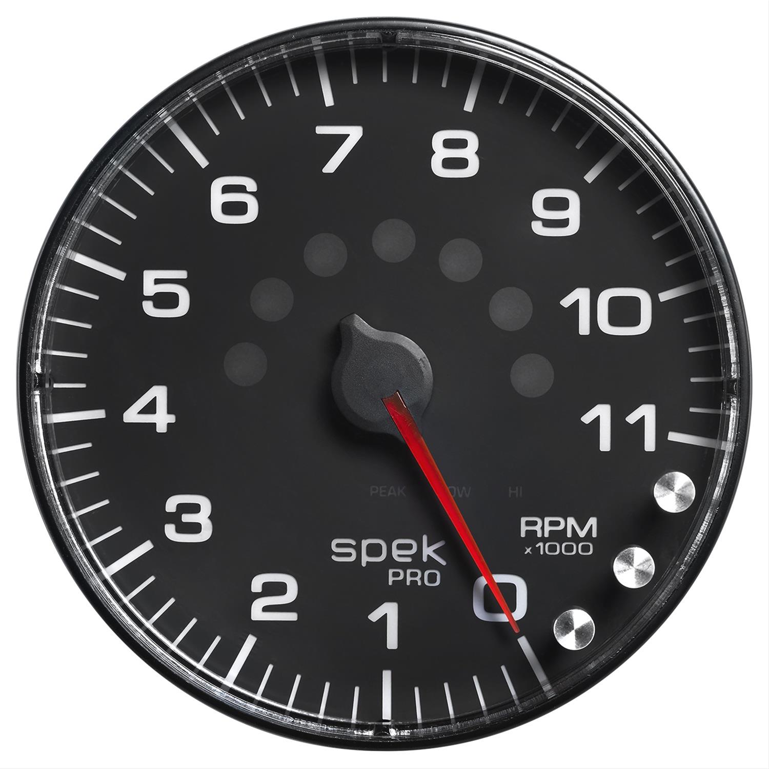 Autometer Spek-Pro Gauge Tachometer 5in 11K Rpm W/Shift Light & Peak Mem Black/Black thumbnail 3